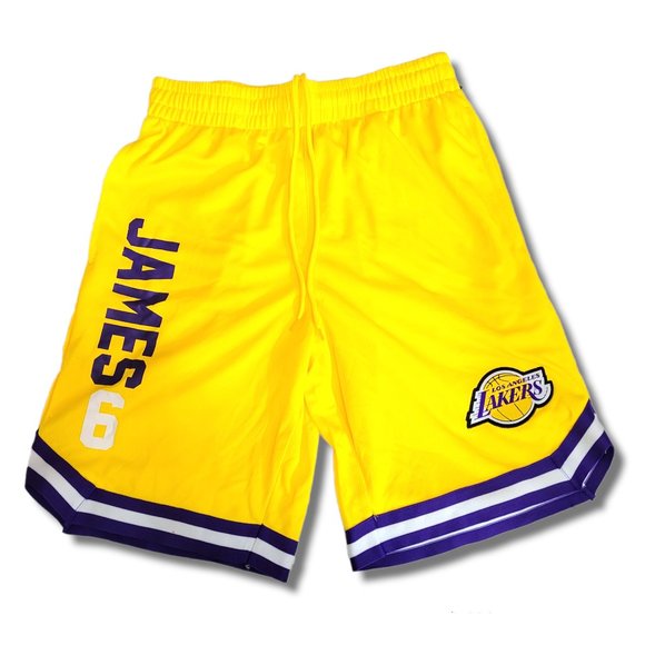 Unk Other - NBA UNK Lebron James #6 LA Lakers Basketball Jersey Shorts Gold Yellow vsmc288f